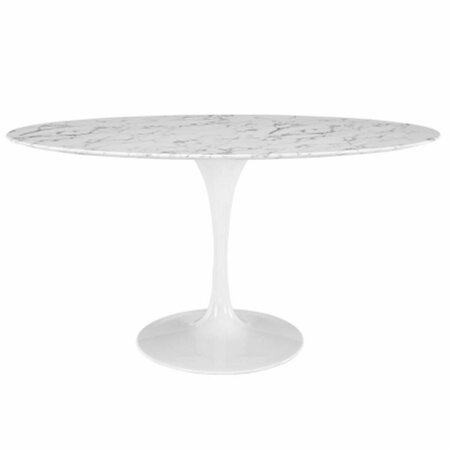 EAST END IMPORTS Lippa 60 in. Oval-Shaped Artificial Marble Dining Table, White EEI-1135-WHI